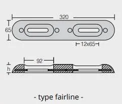 Fairline anody cynku 320*65*35 (otwór 160 mm) 2,4 kg