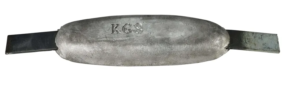 Typ anody magnezu 8 - 220*73*26, (340 mm), około 0,72 kg. AZ63-1.5VDC