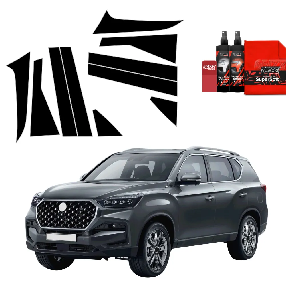 10in1 czarna folia ochronna na słupki -B-C - SsangYong Rexton (2023-2026)