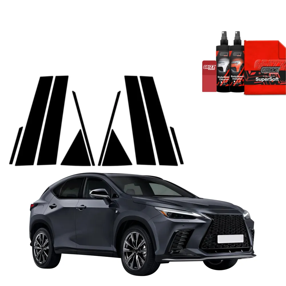 10w1 czarna folia ochronna na słupek -B-C - Lexus NX 350h (2021-2023)