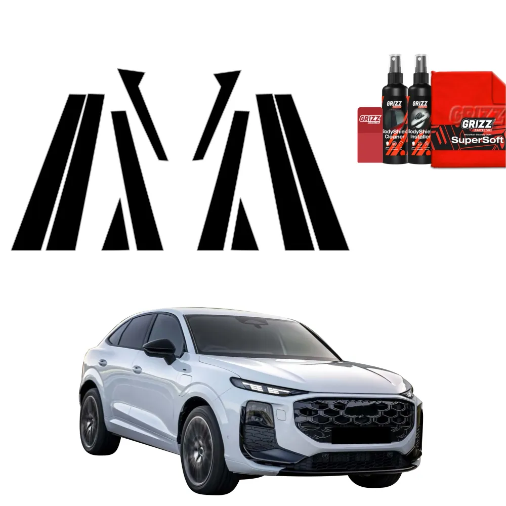 10w1 Czarna folia ochronna na słupek B-C - Audi Q3 Sportback (2025-2026)