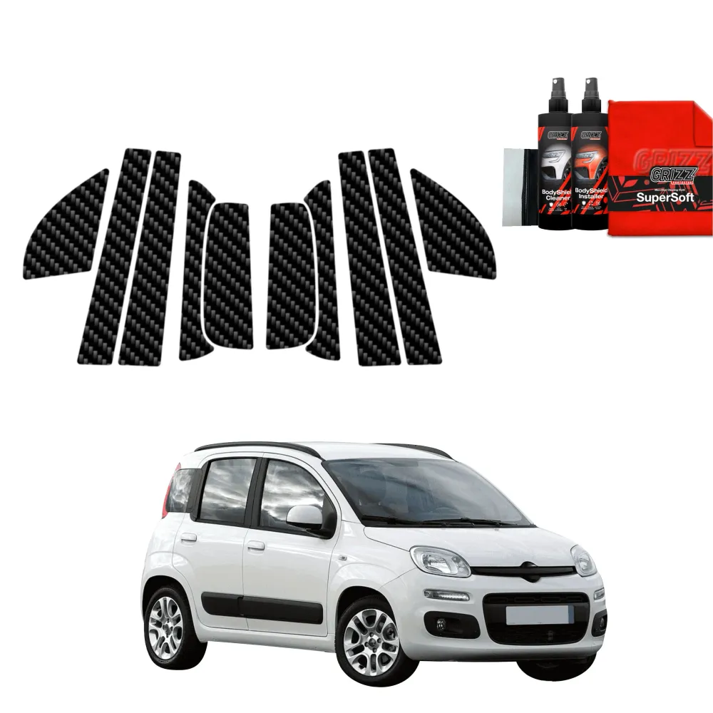 10w1 folia ochronna z włókna węglowego na słupki -B-C - Fiat Panda 3 Hatchback 5D (2011-2016)