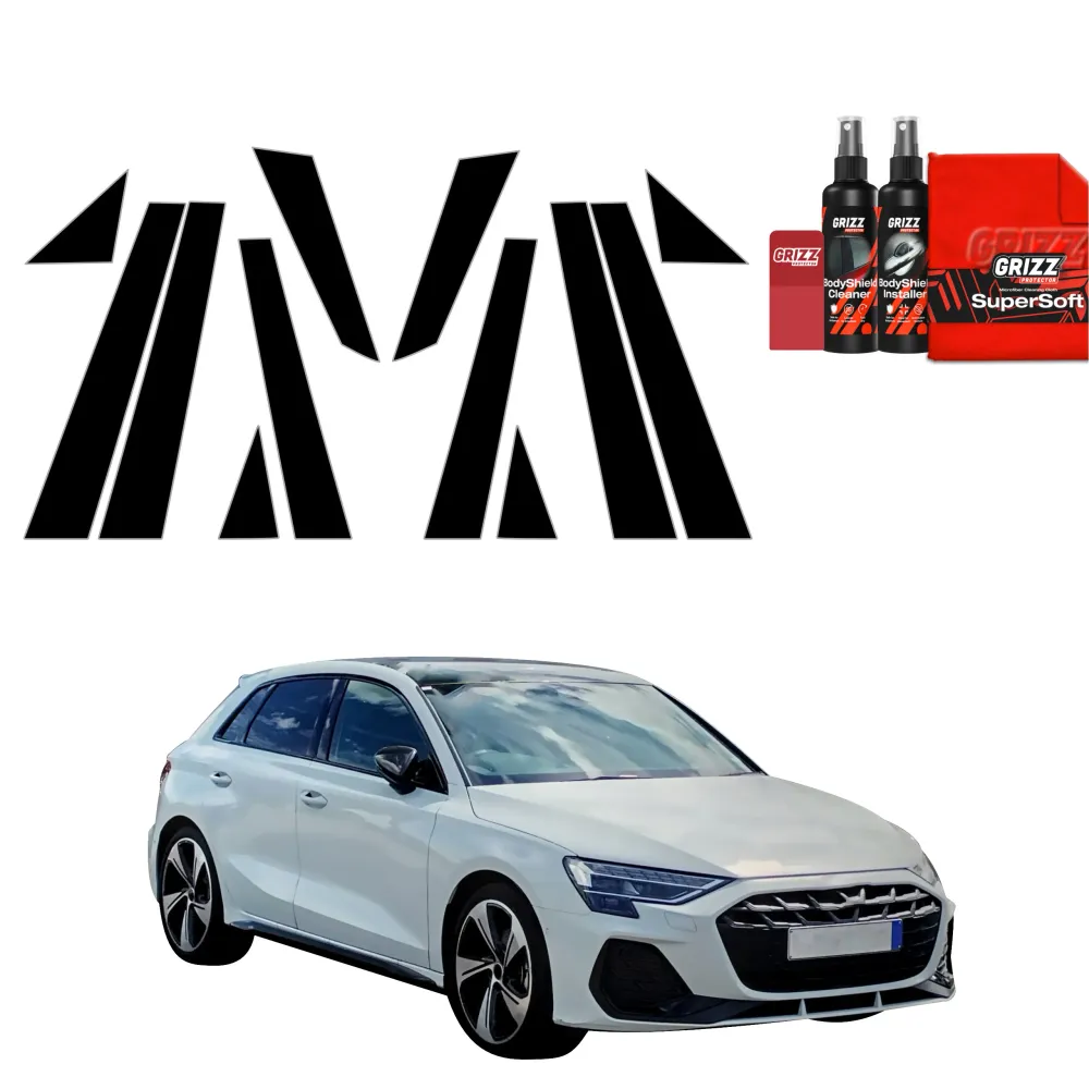 12w1 Czarna folia ochronna na słupek B-C - Audi A3 8Y Hatchback 5D (2024-2026)