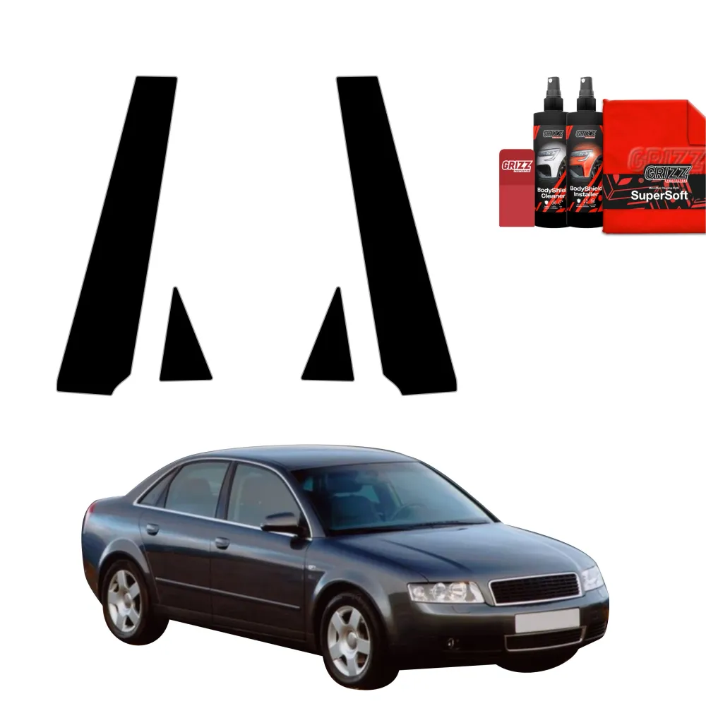 2w1 czarna folia ochronna na słupek B-C - Audi A4 B6 Sedan (2000-2006)