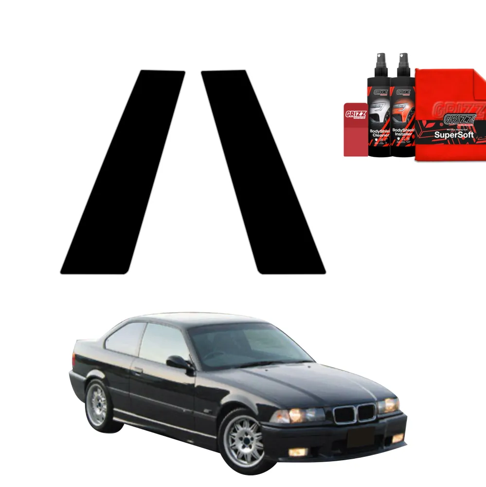 2w1 czarna folia ochronna na słupek B - BMW 3 E36 Coupe (1991-1999)