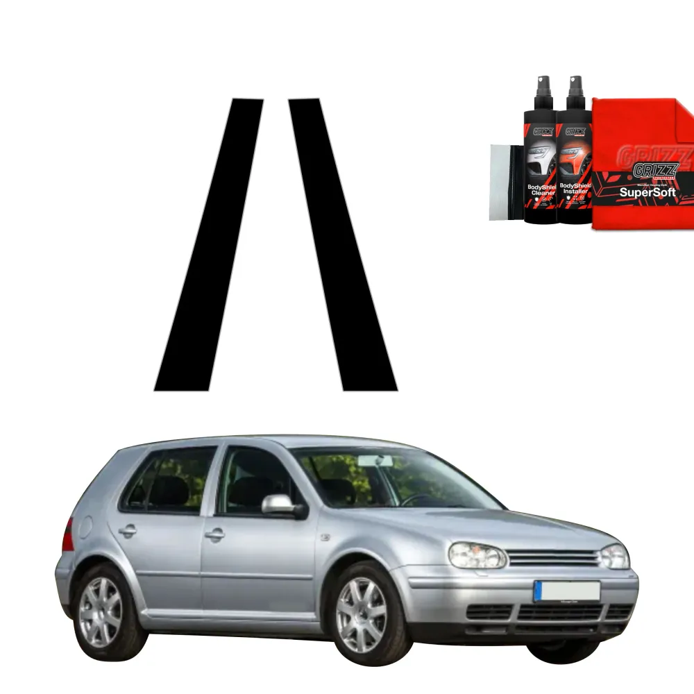 2w1 czarna folia ochronna na słupek B - Volkswagen Golf 4 Hatchback 5D (1997-2003)