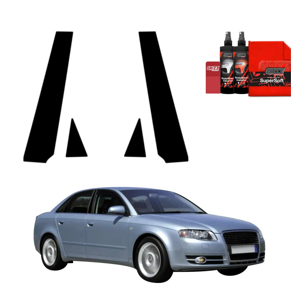 4w1 czarna folia ochronna na słupek B-C - Audi A4 B7 Sedan (2004-2008)
