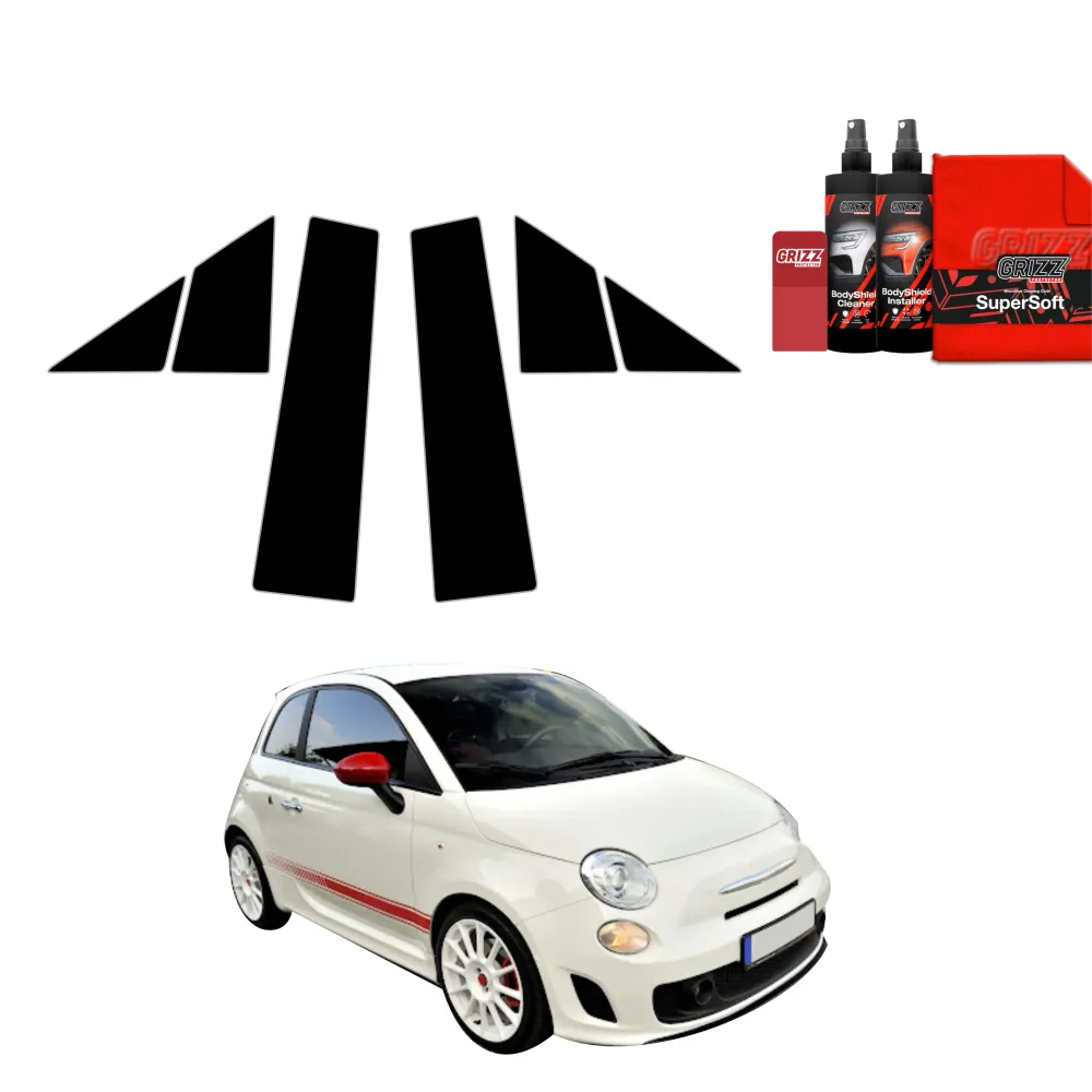 6w1 czarna folia ochronna na słupek -B - Abarth 500 (2016-2023)