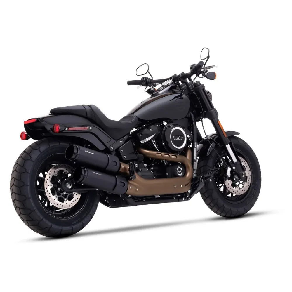 Czarne tłumiki wsuwane Rinehart 4,5" Fat Bob do Harleya