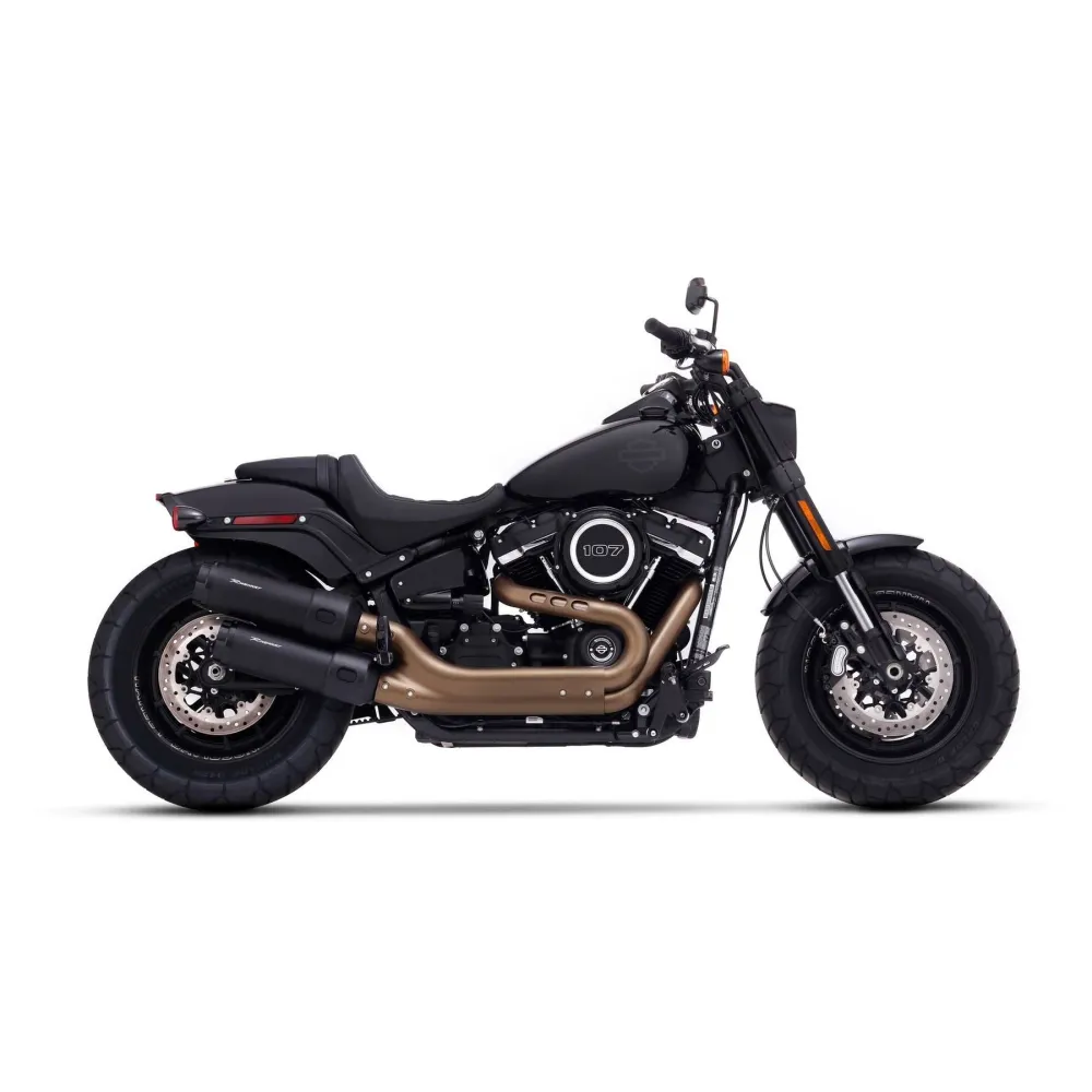 Czarne tłumiki wsuwane Rinehart 4,5" Fat Bob do Harleya