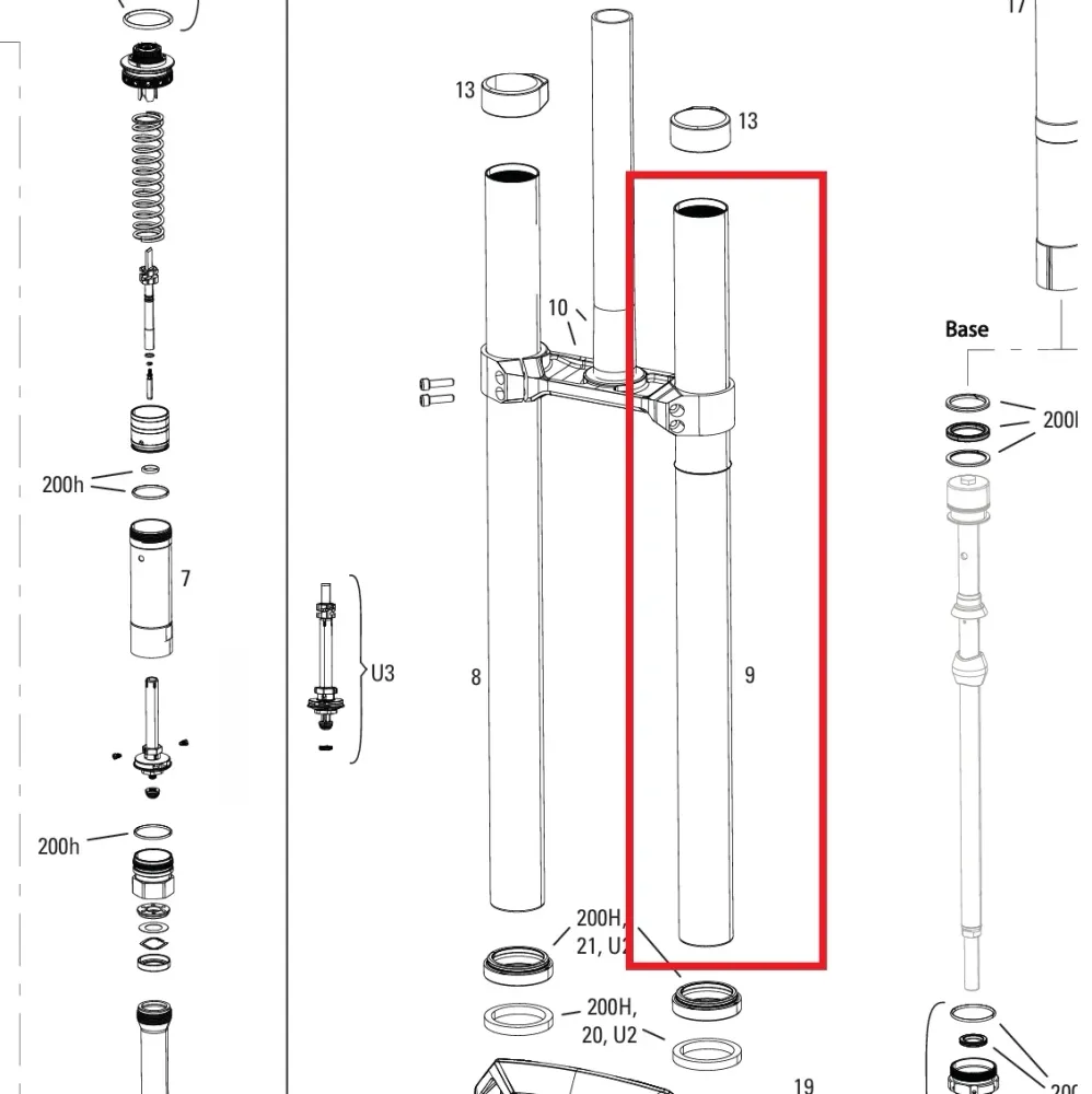Left Plunge ROCKSHOX 38mm BOXXER D1+(2024+) czarny