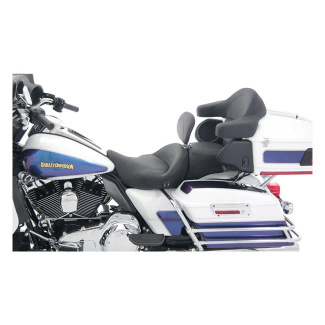 Mustang Super Touring 2-Up Seat z ogrzewaniem i oparciem dla Harley
