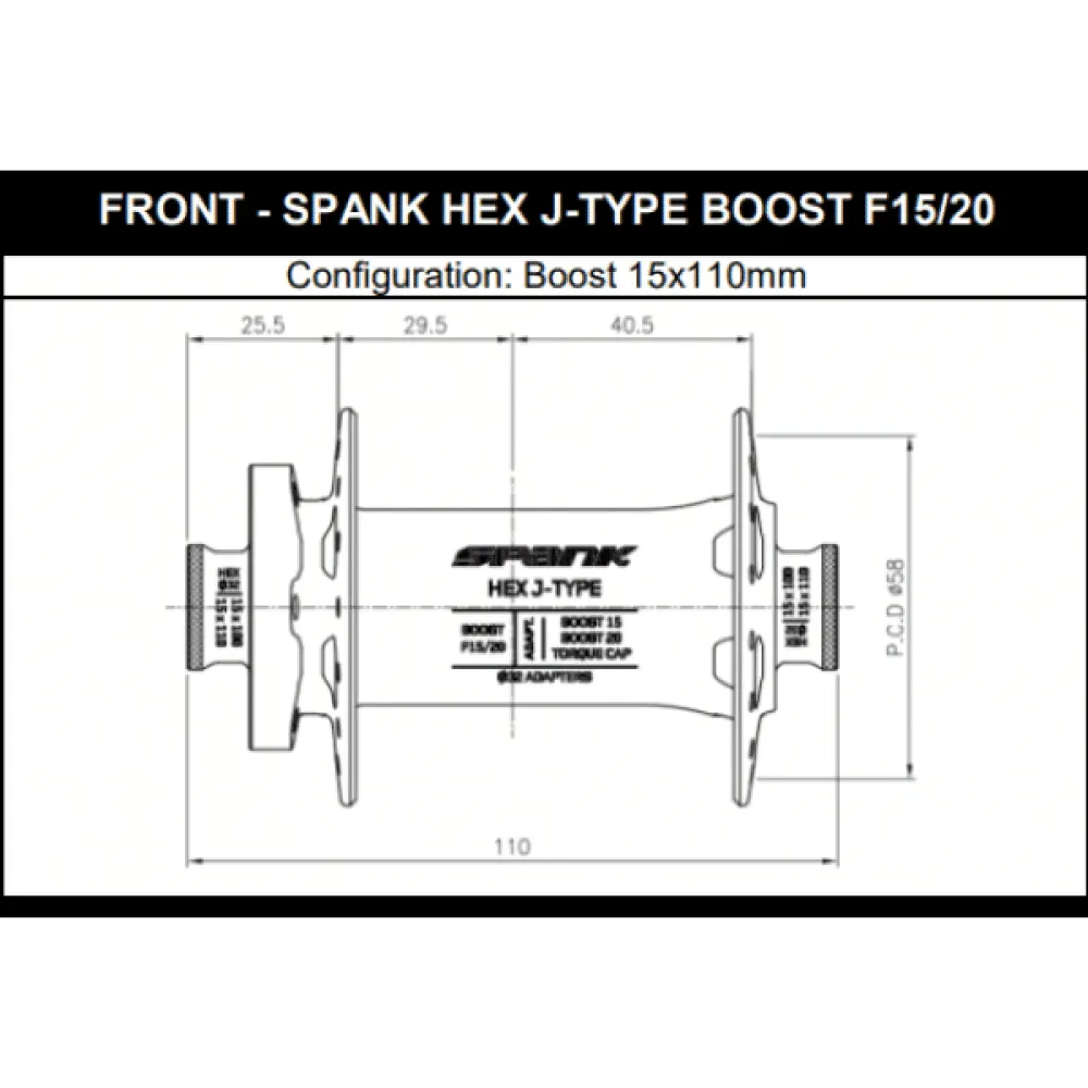 Piasta przednia SPANK HEX J-Type 15/20 mm Boost czerwona