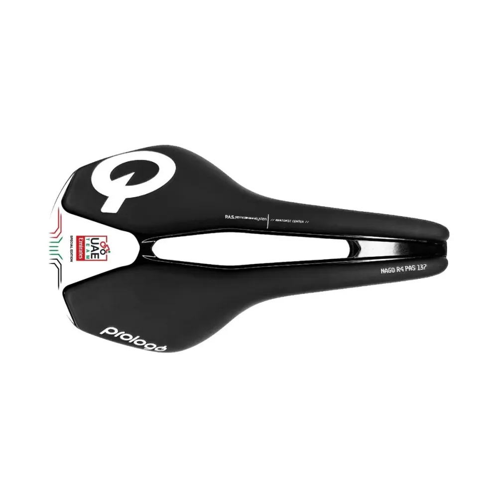 Siodełko PROLOGO NAGO R4 PAS 137mm szerokość szyny UAE Tirox czarny/biały