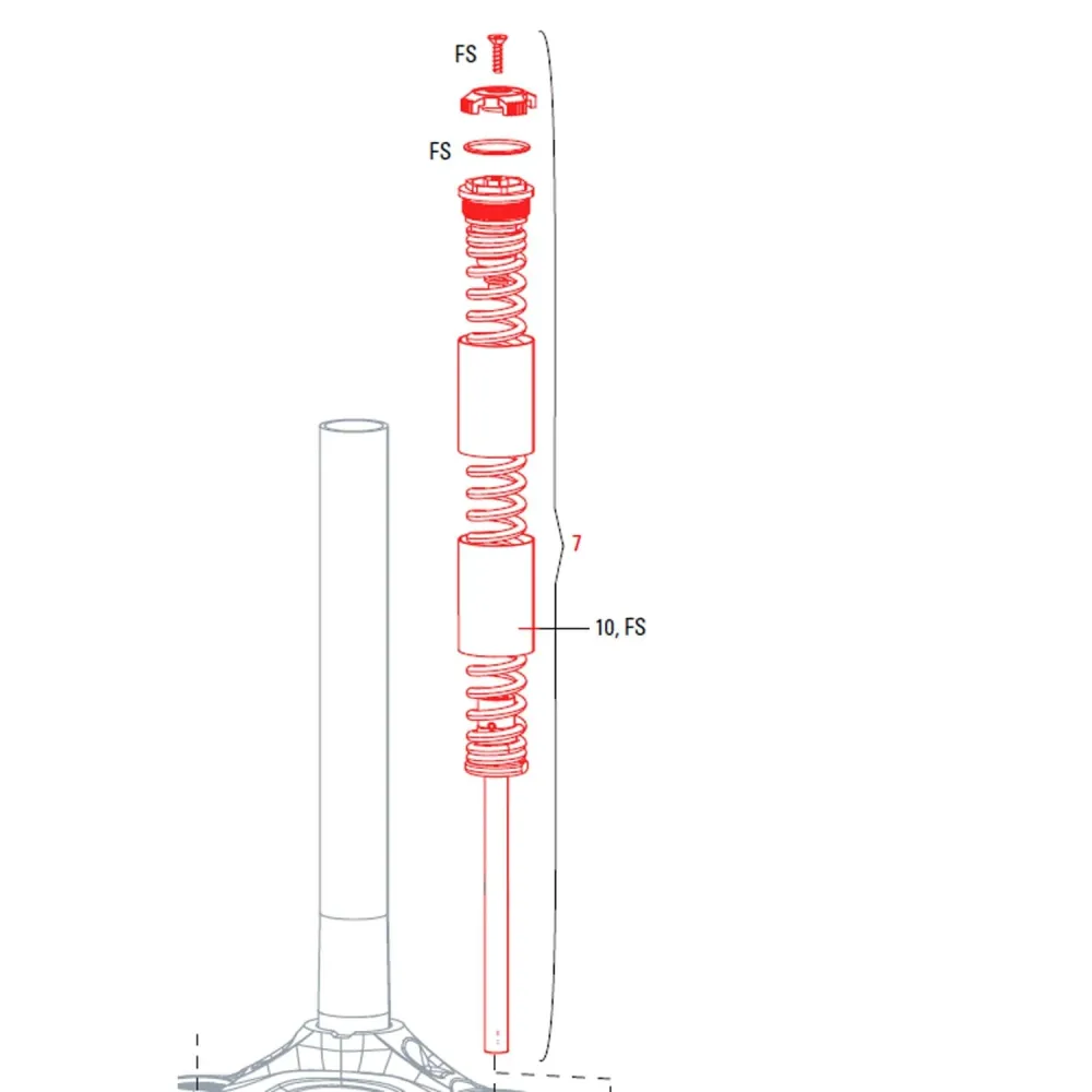 Sprężyna widelca ROCKSHOX XC30 26" 100 mm Typ A1-A3/ 30 Silver A1-A2 X-Firm