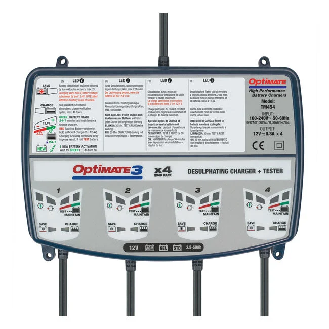 TecMate Optimate 3 X 4-ogniwowa ładowarka akumulatorów 12V