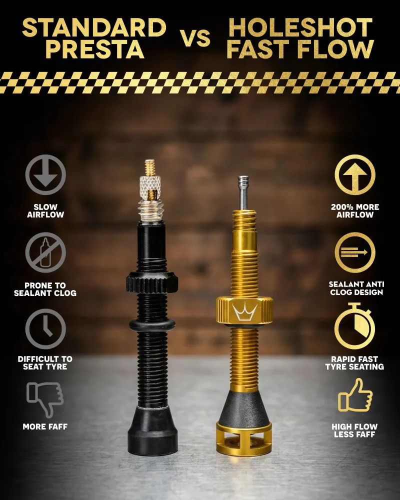 Zawory bezdętkowe PEATY'S HOLESHOT FAST FLOW 60 mm (x2) srebrne