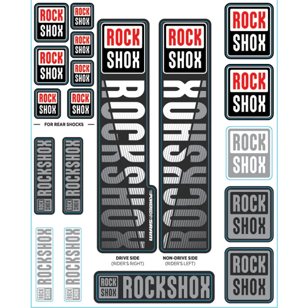 Zestaw naklejek na widelec ROCKSHOX Single Tee Forks 35 mm Divers (2018+) biały
