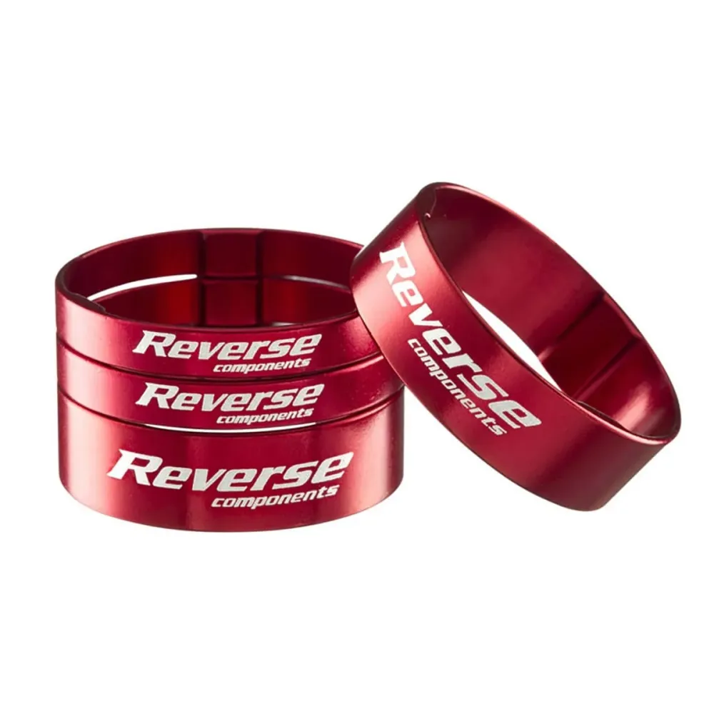 REVERSE COMPONENTS Aluminiowy, ultralekki zestaw dystansowy 1"1/8 Red Headset Spacer Kit