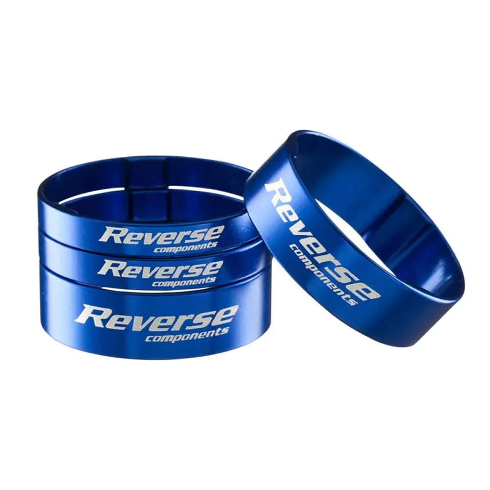 REVERSE COMPONENTS Zestaw aluminiowych, ultralekkich podkładek dystansowych 1"1/8 Blue Headset Spacer Kit