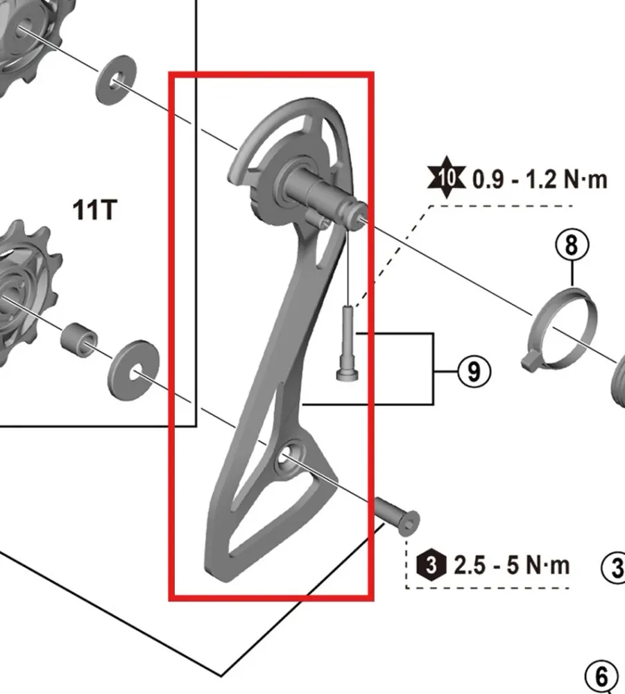 Zewnętrzny koszyk przerzutki tylnej i śruba SHIMANO RD-R7100