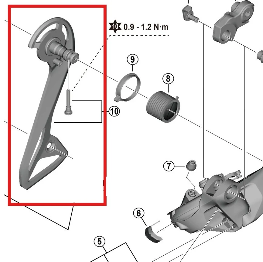 Zewnętrzny koszyk przerzutki tylnej SHIMANO RD-R8150 i śruby montażowe