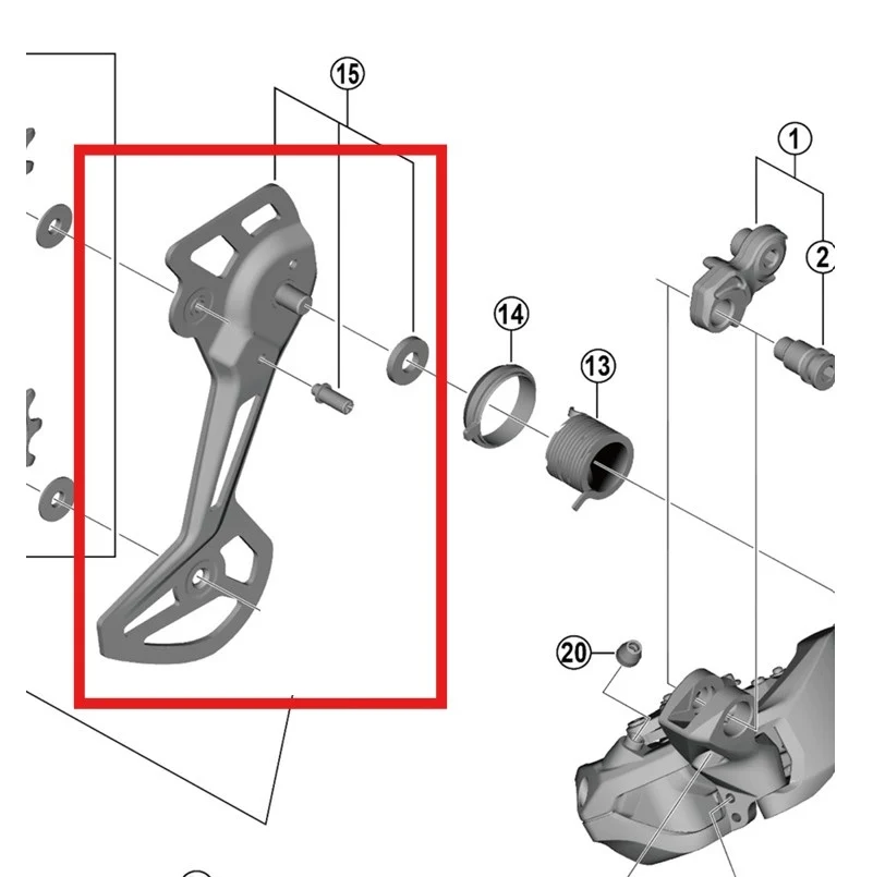 Zewnętrzny koszyk przerzutki tylnej SGS SHIMANO RD-M8150-11/12