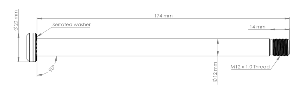 Oś tylnego koł BURGTEC 174 mm do ramy Yeti czerwona