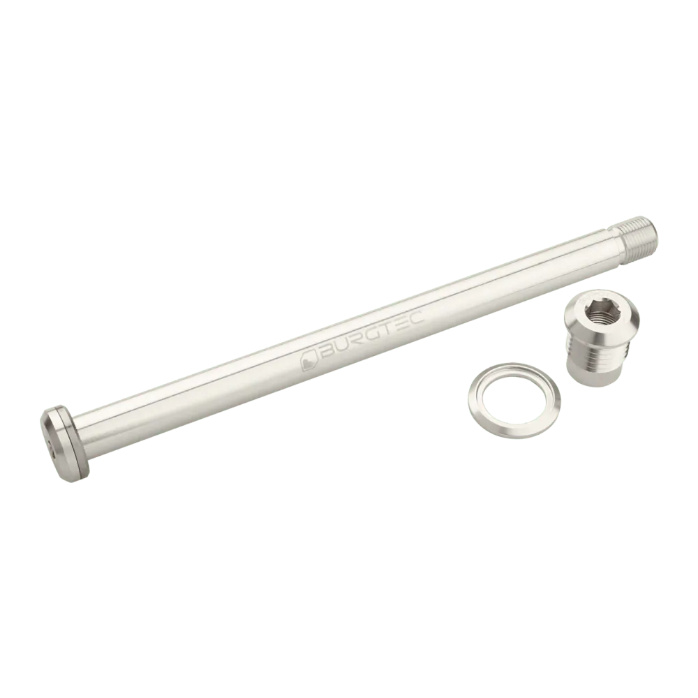 Oś tylnego koł BURGTEC 174 mm do ramy Yeti srebrna
